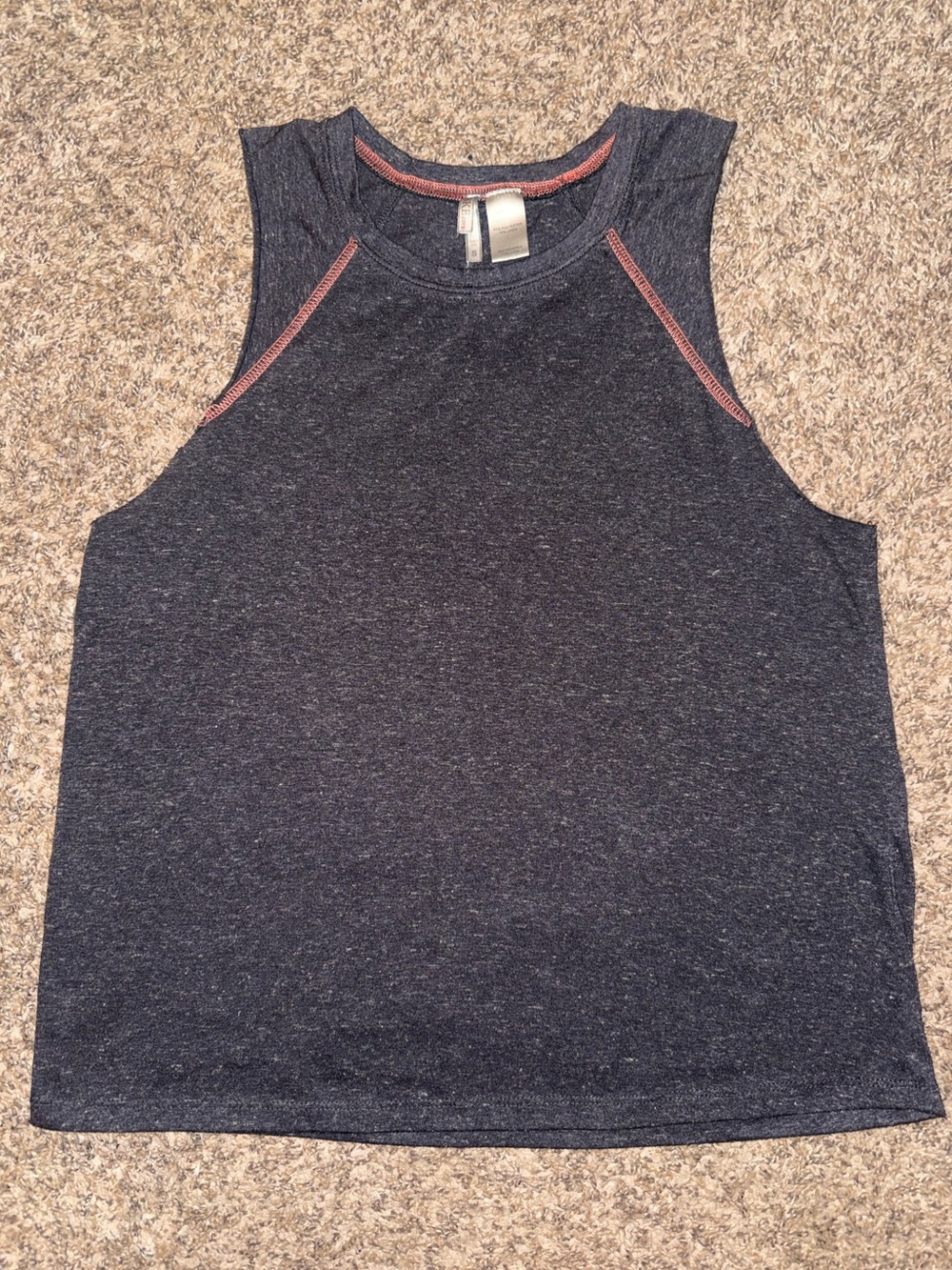 BKE core Heathered Grey Tank with Orange Contrast Stitching